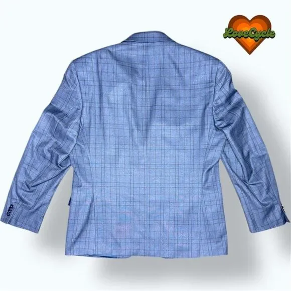 Men's Michael Kors Blue Plaid Blazer – 42R Classic Check Suit Jacket